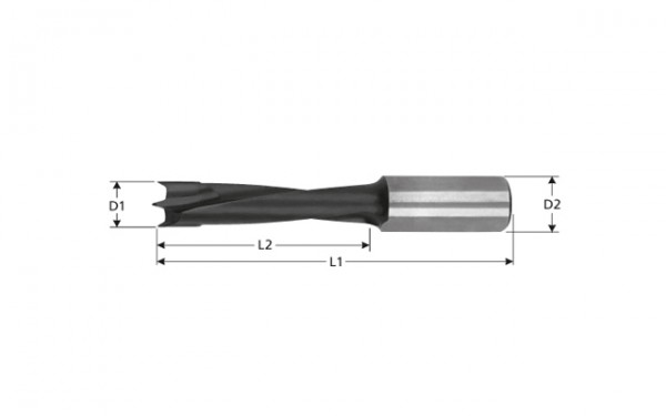 HM-Spiralbohrer für Holz, Z=2 mit Zentrierspitze und Vorschneider