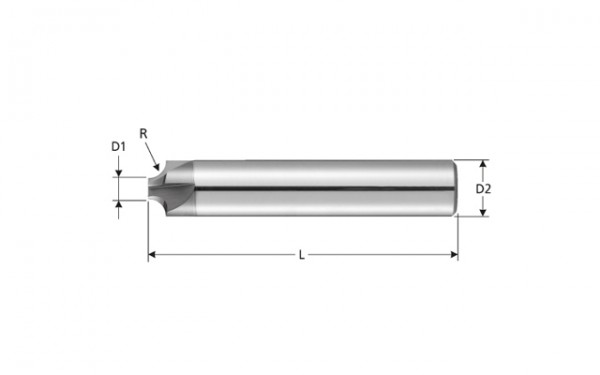 VHM-Viertelkreisfräser für Stahl, Z=2-5, rechtsschneidend, beschichtet